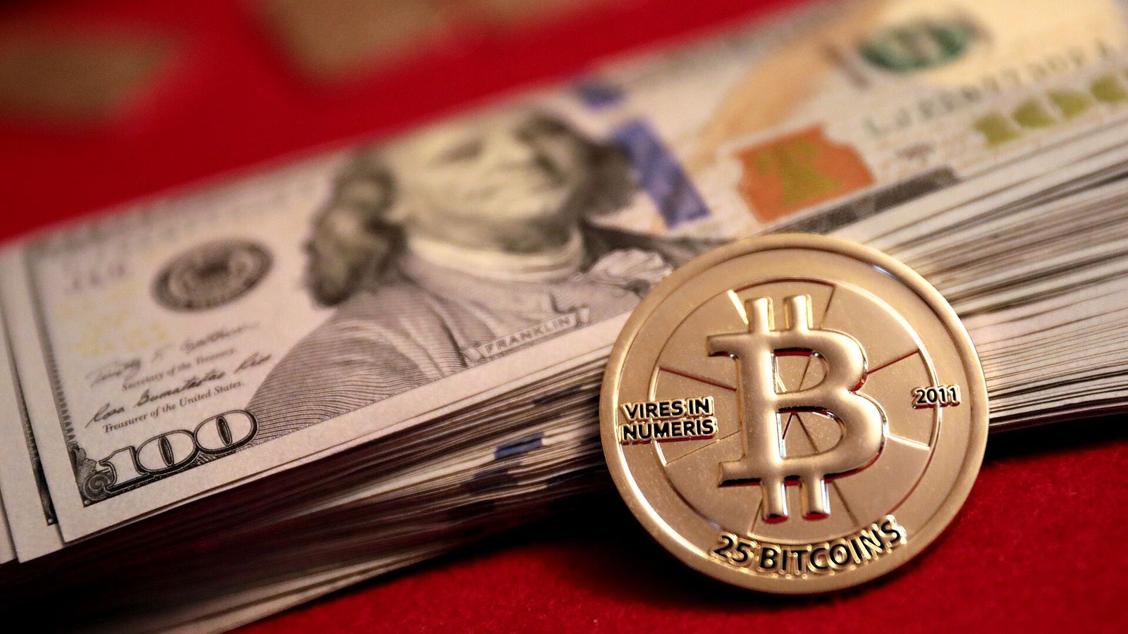 Physical 25 BTC gold Casascius coin on $100 bills — Bitcoin's best September on record and the October setup