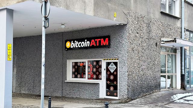 Bitcoin ATM kiosk on a Wroclaw street — Germany's Sparkassen savings banks open crypto trading inside the banking app