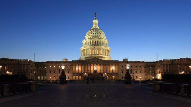 US Capitol building at dusk in Washington DC