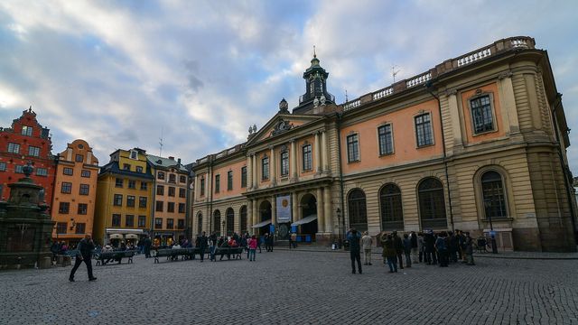 Stockholm Stock Exchange building on Stortorget — REX-Osprey staked SEI ETF effective 23 October 2026