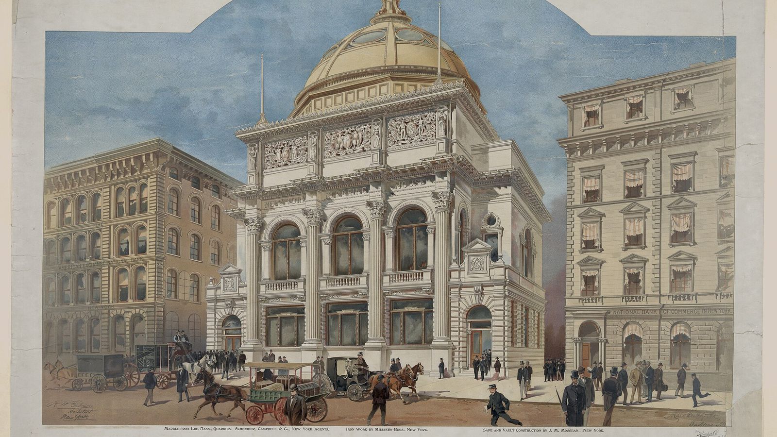 The New York Clearing House Association building on Cedar Street — Quant was picked by The Clearing House to power tokenized-deposit settlement for 25 US banks
