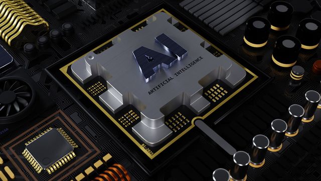 An AI processor chip on a black circuit board — TAO coiling after its impulse with the 255 pivot in play