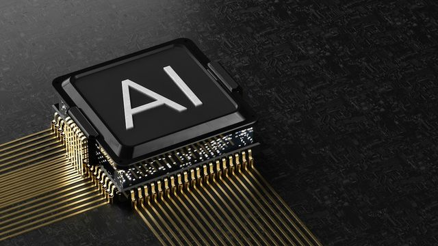 A black computer processor chip with gold pins on a dark circuit board — Crypto Miner mining ETH and SOL in a browser tab