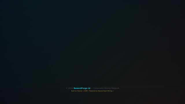 RewardForge AI mining reactor dashboard with reward pools
